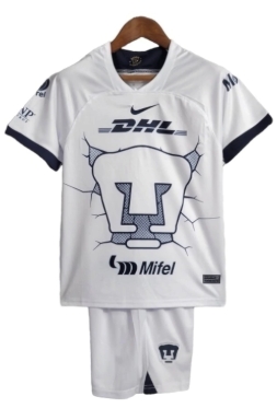 Kit Infantil Pumas do México II 23/24 - Nike - Branco com detalhes em azul