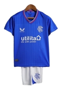 Kit Infantil Rangers Clube I 23/24 - Castore - Azul com detalhes em branco