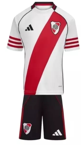 Kit Infantil River Plate I 25/26 - Adidas - Vermelho e branco