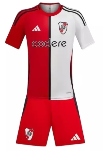 Kit Infantil River Plate III 25/26 - Adidas - Vermelho e branco