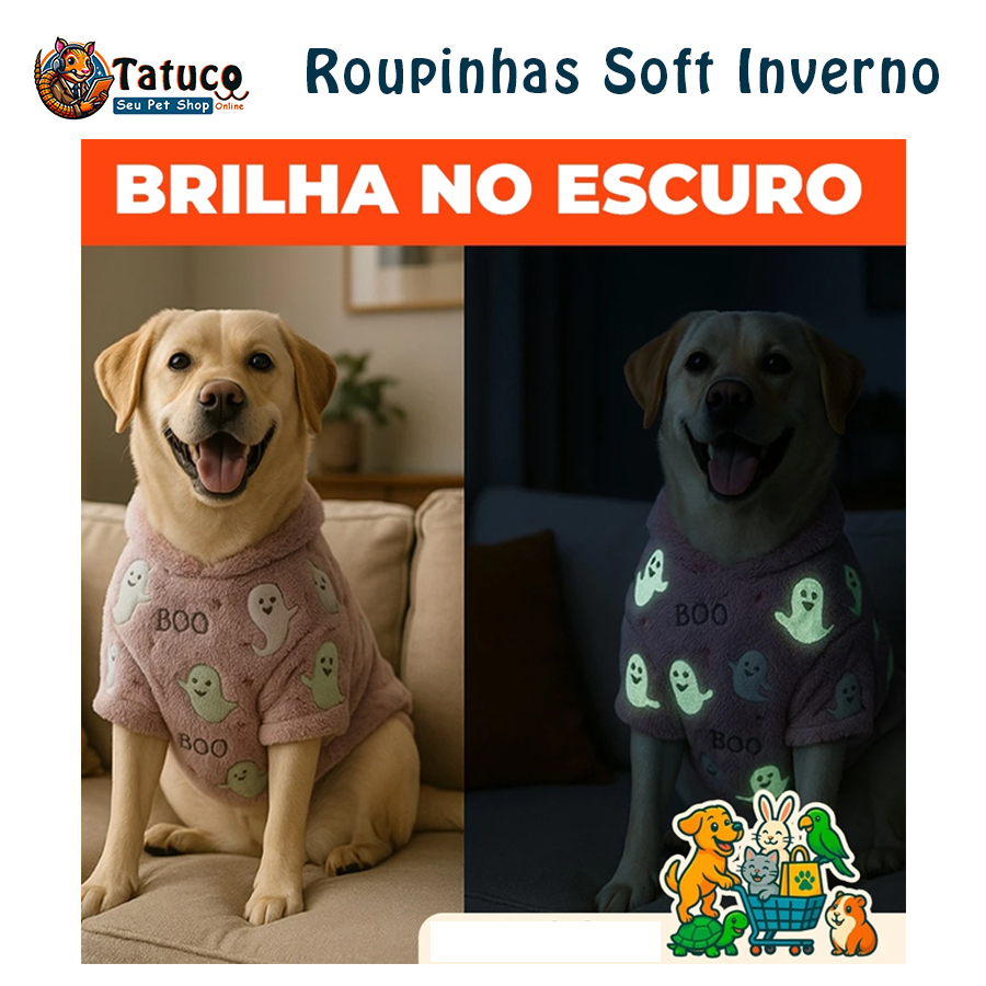 Roupinha de Inverno Soft Fleece Brilha no Escuro para Cachorros