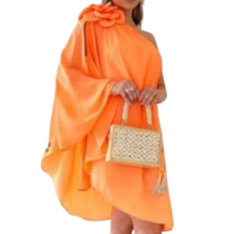 Vestido Curto Ombro Manga Nula Soltinho