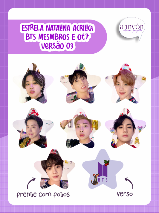 Estrelas Natalinas Acrílicas  - BTS | Versão 03