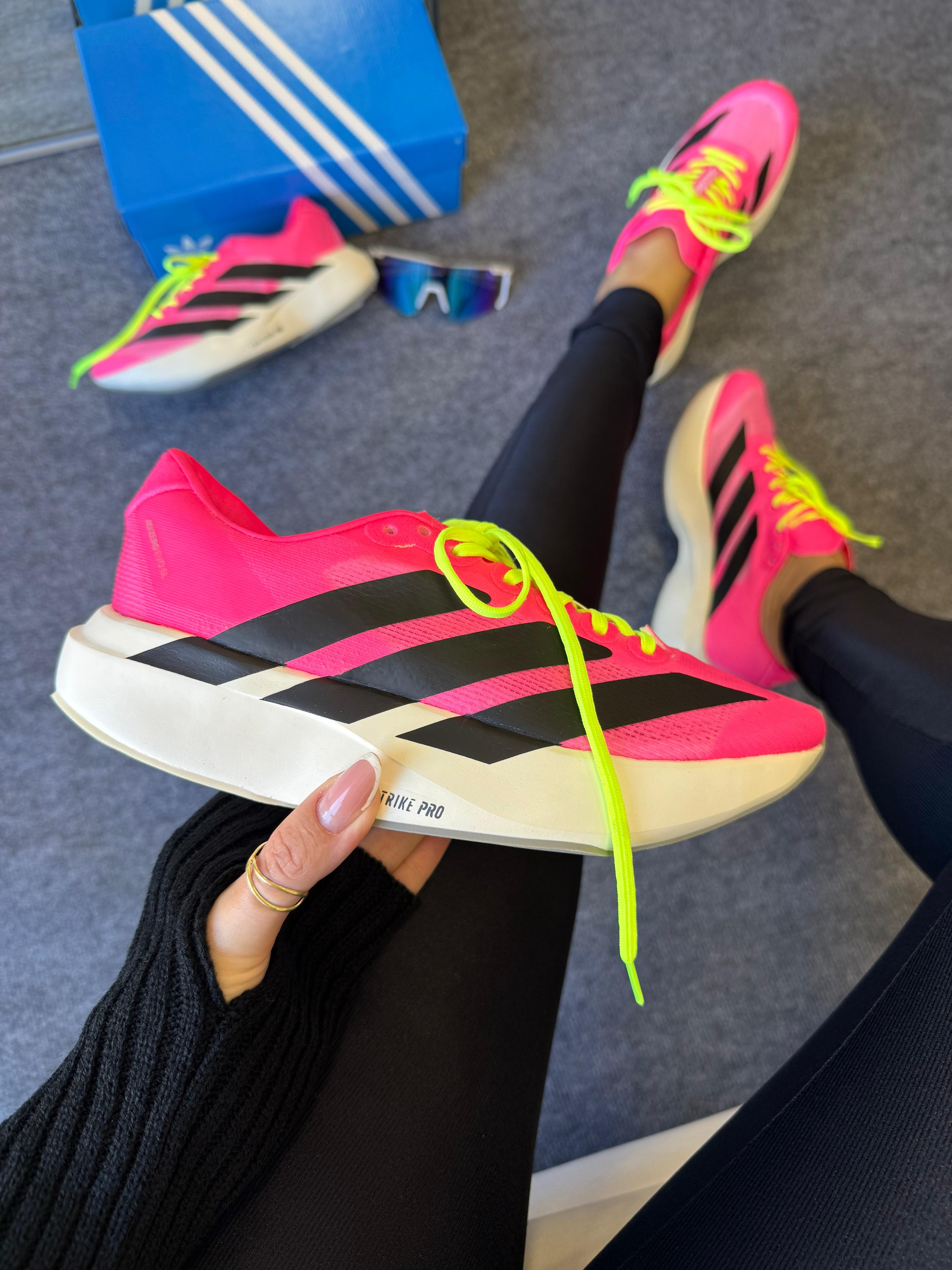 Adidas Adizero Evo SL Masculino Pink Neon   Tênis de Corrida Leve, Durável e de Alta Performance (Edição Limitada)