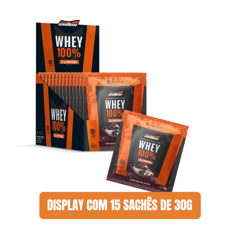 WHEY 100% DISPLAY C/ 15 UNIDADES AÇAÍ COM BANANA