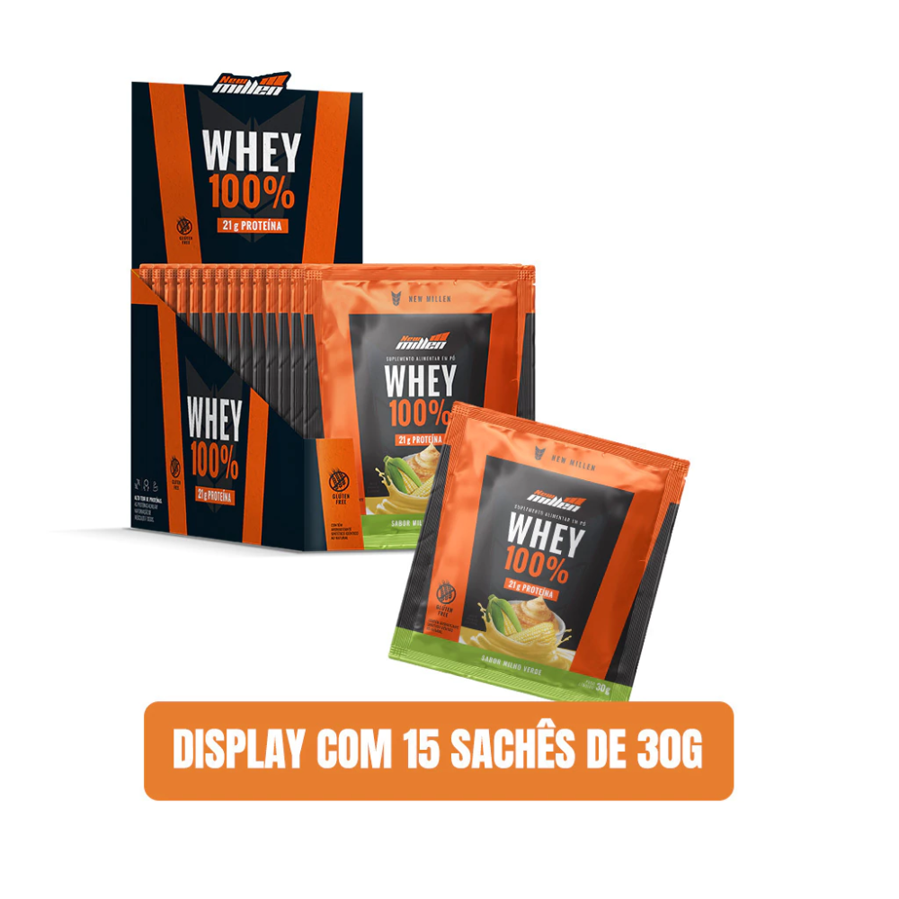WHEY 100% DISPLAY C/ 15 UNIDADES MILHO VERDE