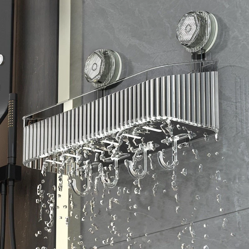 Rack de armazenamento de banheiro com ventosa sem perfuração