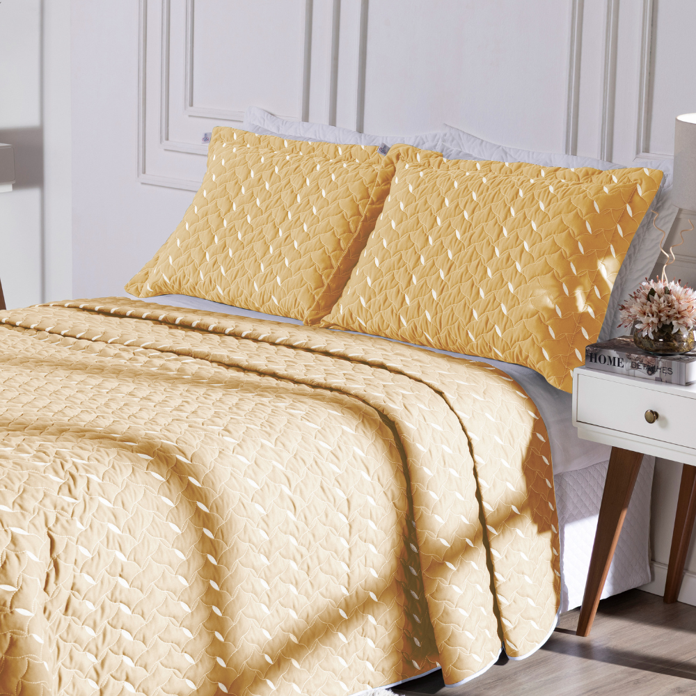 Kit 3 Pçs Cobre Leito Casal King Heitor Hipercal 400 Fios Bordado