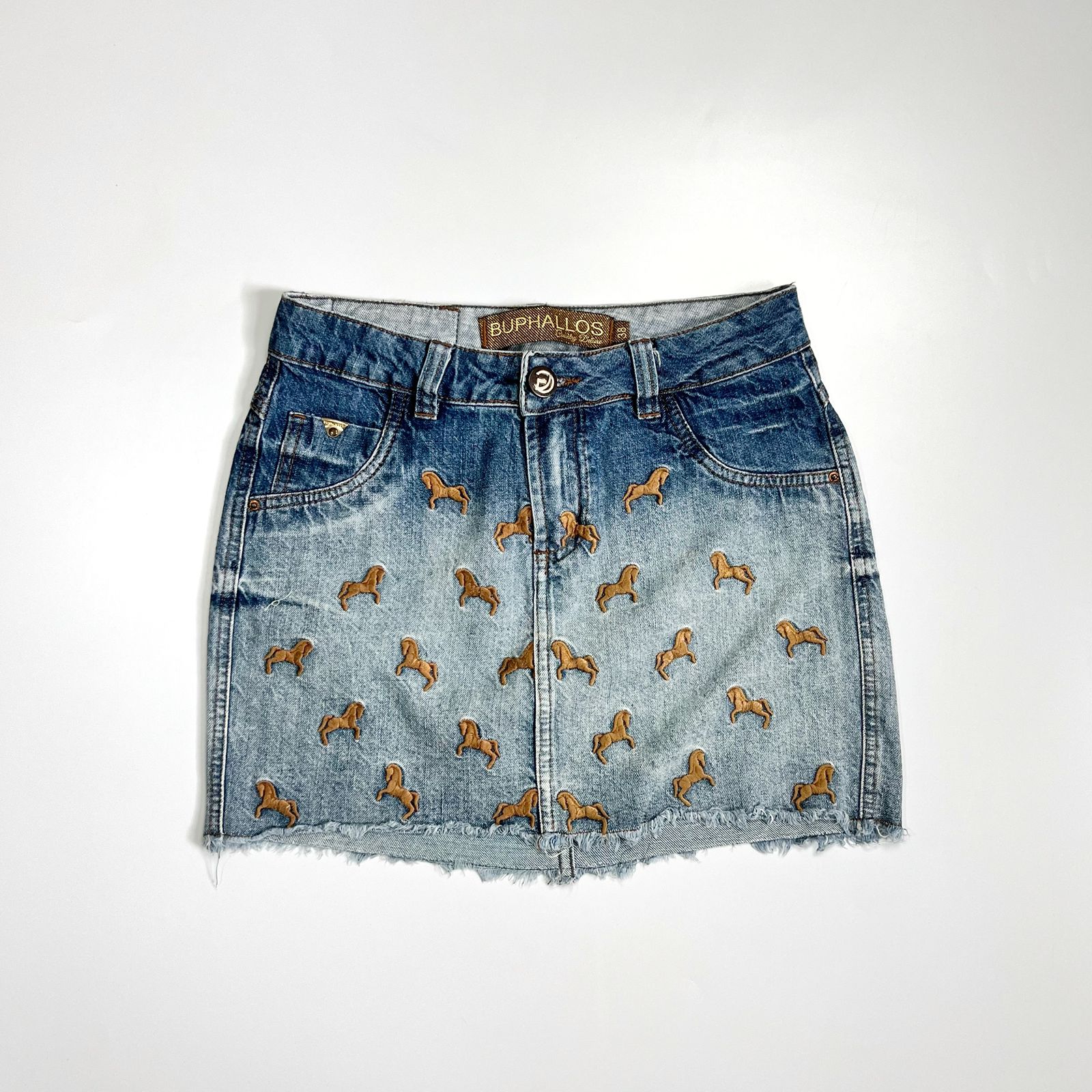 (Tam 38) Saia jeans curta Buphallos country