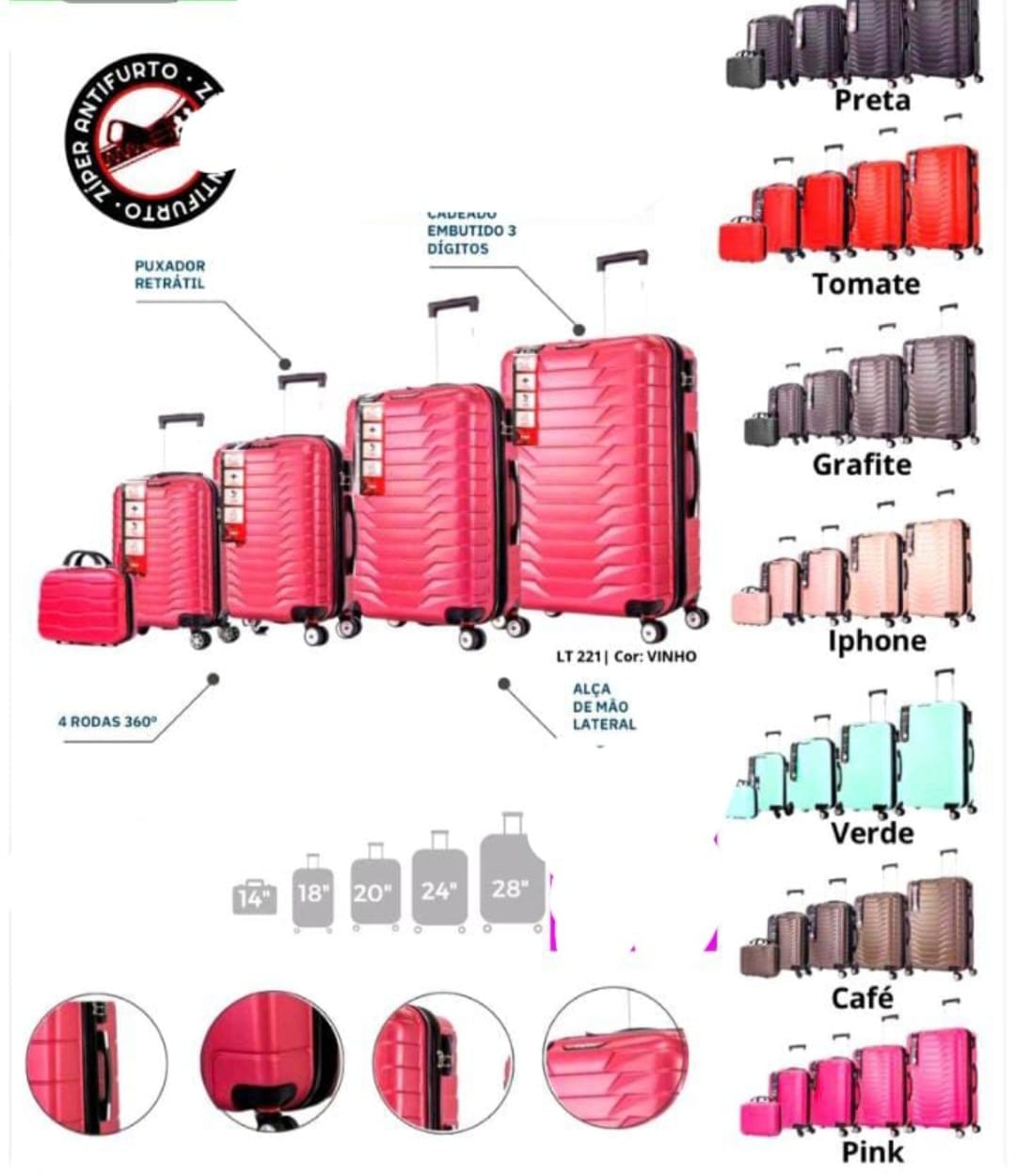 Mala Bordo 10kg ABS Expansível com Cadeado Integrado e Rodinhas 360° Leve & Resistente