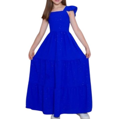 Vestido Juvenil em Tecido Duna com Brilhos