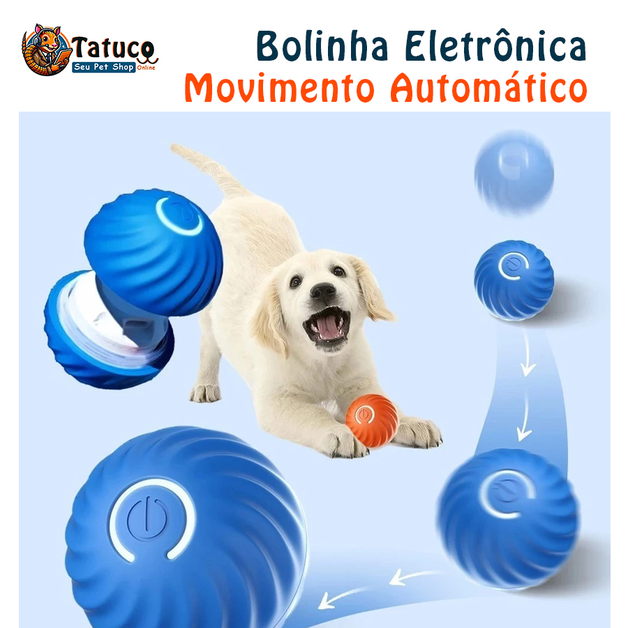 Bolinha Eletrônica Para Cachorro Brincar Movimento Automático Recarregável USB