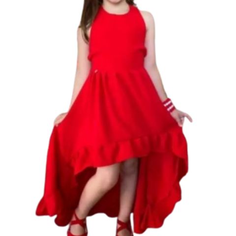 Vestido Infantil Curto Frente Longo Atrás