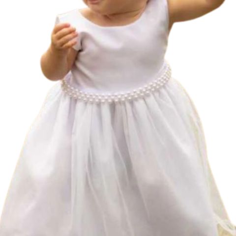 Vestido Infantil Midi Branco Batizado Aniversario Dama