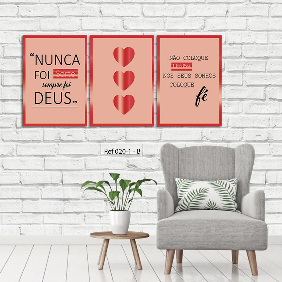 Trio de Quadros Decorativos Frases Motivacionais   Ref.3