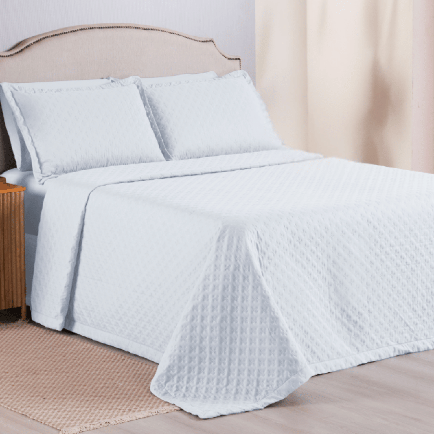 Cobre-leito Casal Dupla Face Matelado 3 Peças Attuale Branco