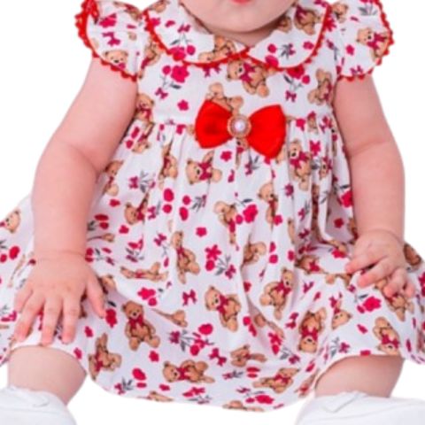 Vestido Infantil Luxo Algodão Tricoline