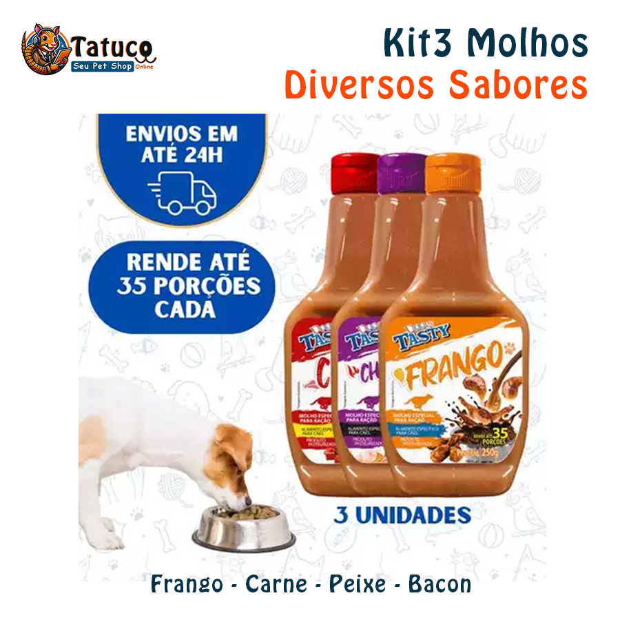 Kit 3 Molhos Pet Tasty Petisco para Cães e Gatos