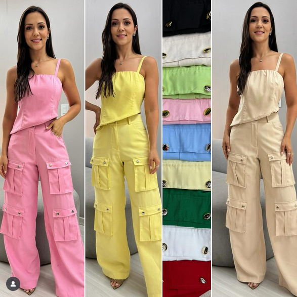 Conjunto Cargo - Calça e cropped