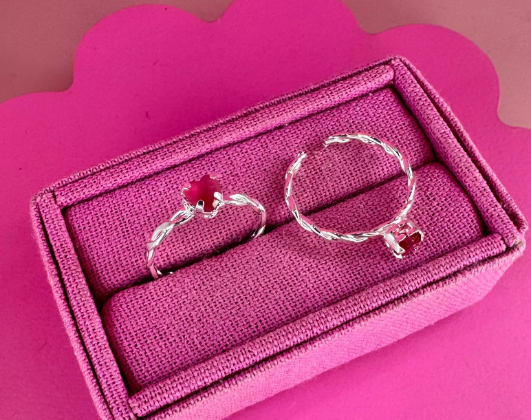 Anel Regulável Trançado Coração Zircônia - Cores