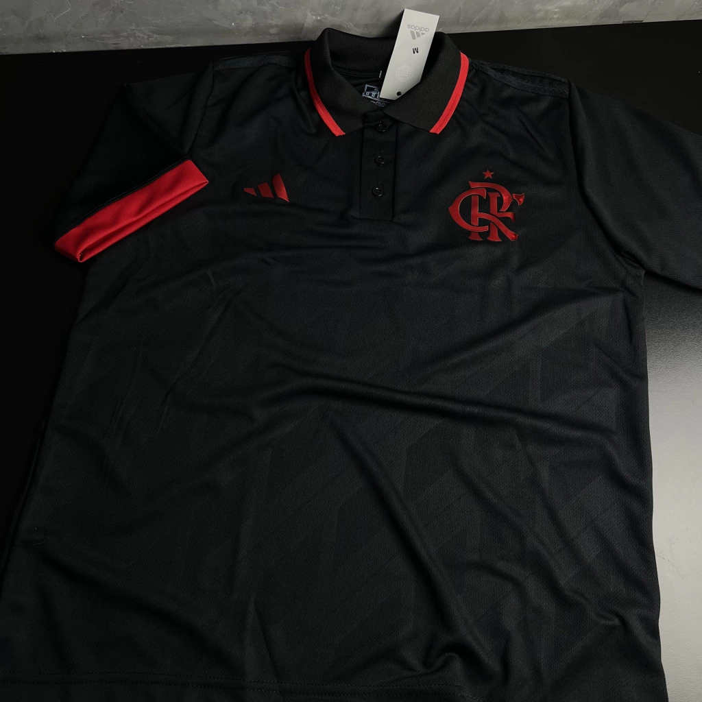 Camisa de Time Flamengo Polo Preta c/ Vermelho