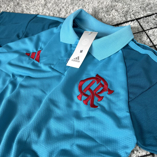 Camisa de Time Flamengo Polo Azul Claro Feminina