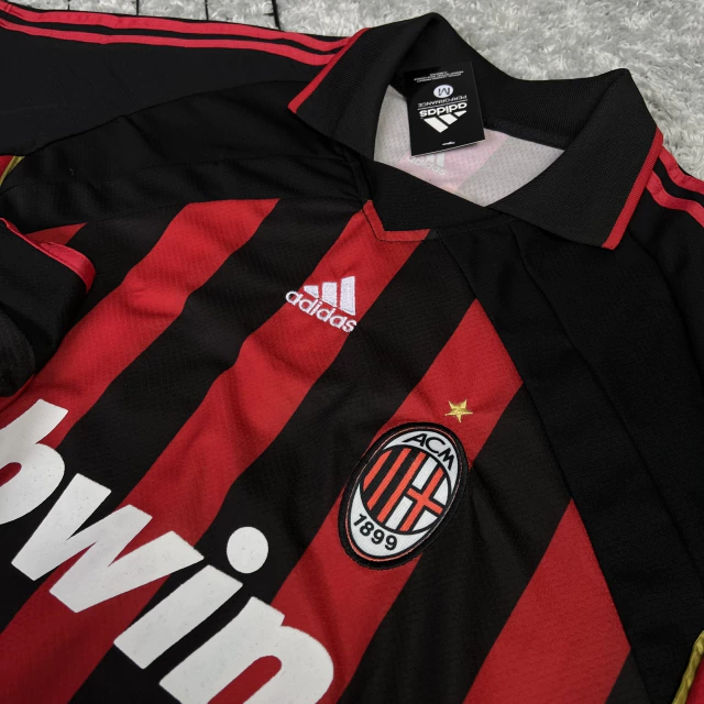 Camisa de Time Milan Listrada Polo Retrô (Personalizada) Kaká