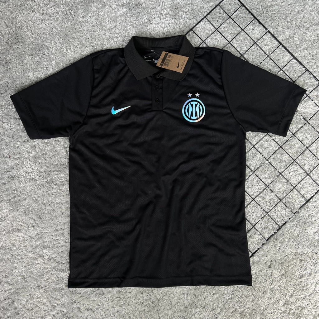 Camisa de Time Inter de Milão Polo Preta Refletiva
