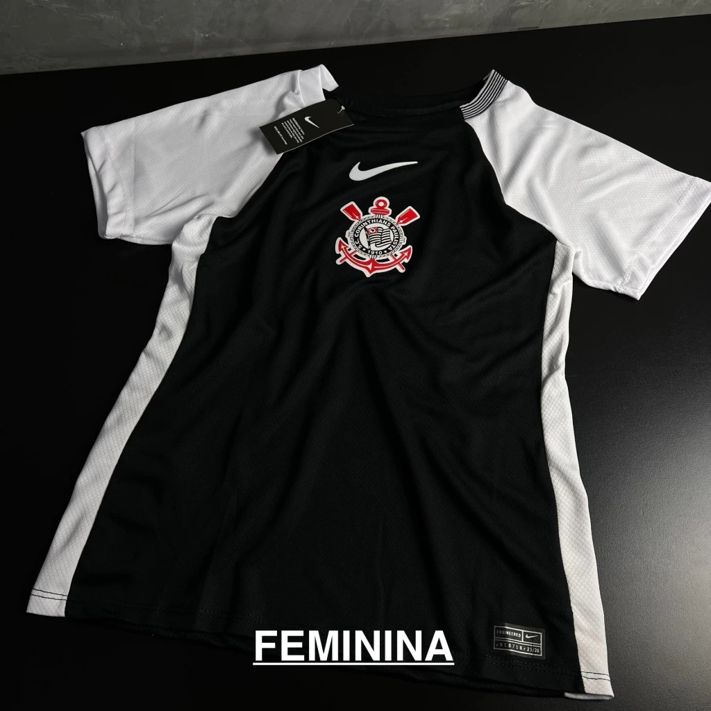 Camisa de Time Corinthians Preta Feminina 2025