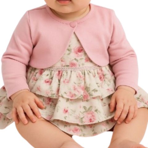 Vestido Infantil com Colete Bolero Algodão