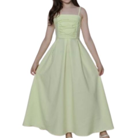 Vestido Juvenil Midi Viscose Alças Finas Cruzadas