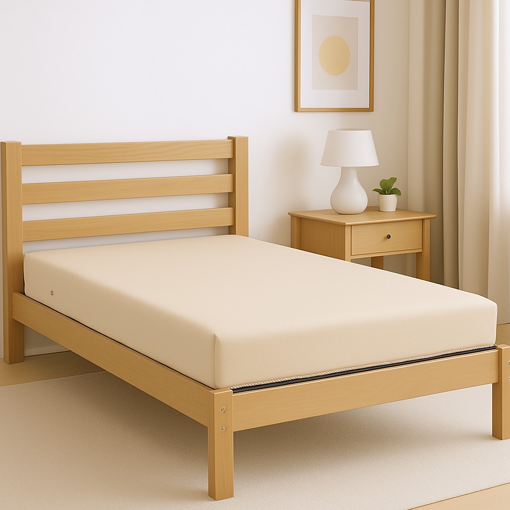 Capa Protetora em Napa Hospitalar Para Colchão de Solteiro Com Zíper Bege