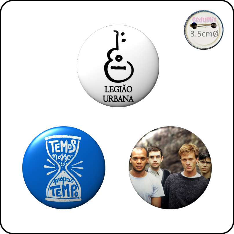 Botton GEDUMIX Legião Urbana Rock Nacional 1.0 - 3 Peças