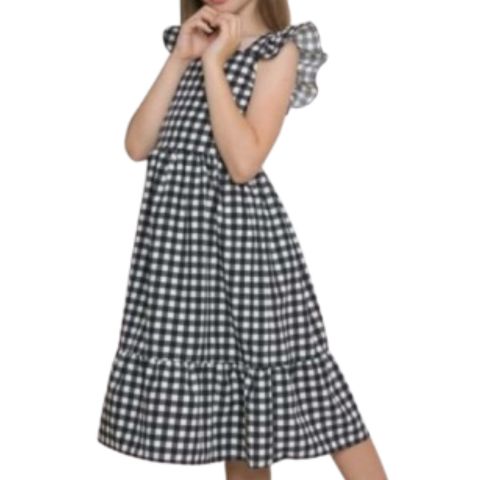 Vestido Juvenil Midi Crepinho Xadrez