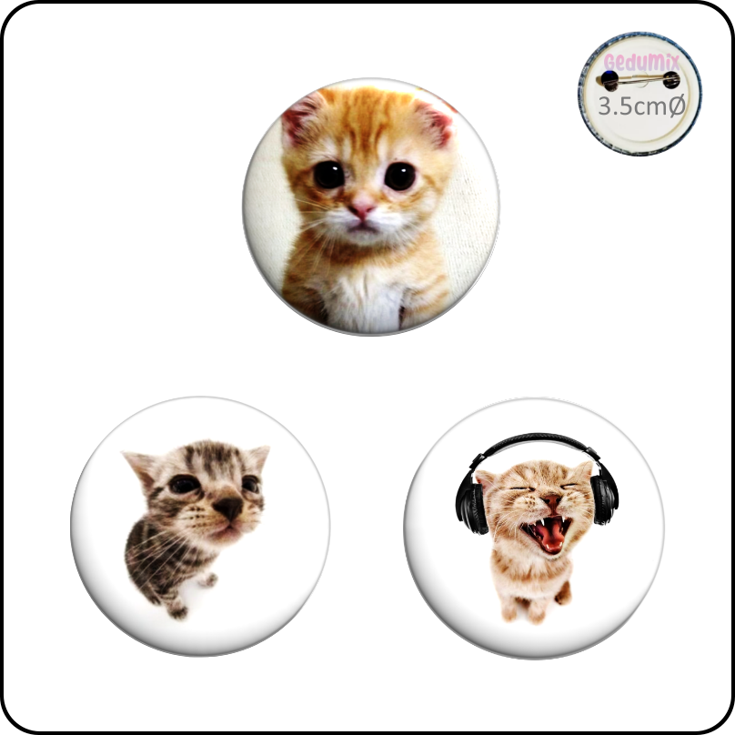Botton GEDUMIX Cat Memes Gatinhos 1.0 - 3 Peças