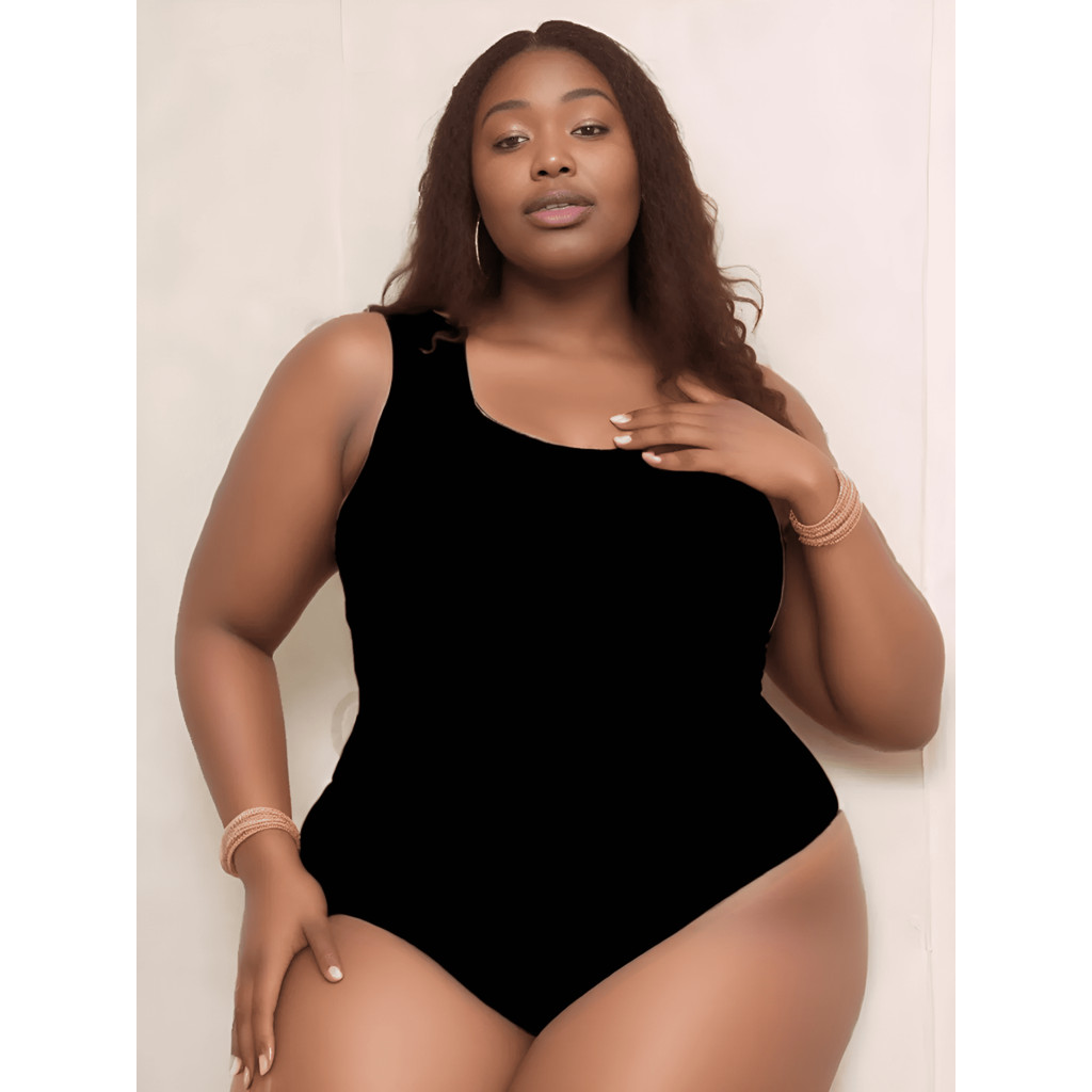 Body Feminino Regata Decote Quadrado Plus Size Com Forro Confortavel Bori com Fecho
