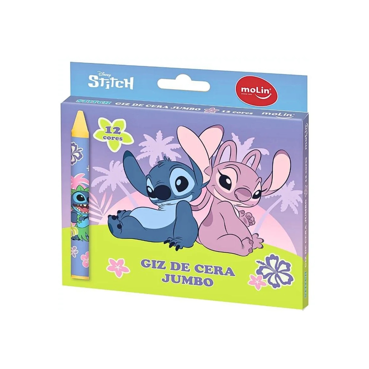 Giz de Cera Jumbo Lilo & Stitch 12 Cores Molin