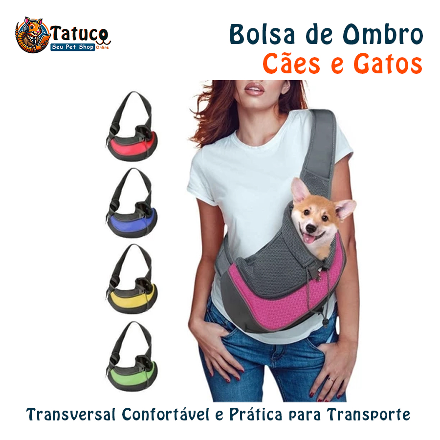 Bolsa de Ombro para Pet Cachorro e Gato Transversal Confortável e Prática para Transporte de Animais