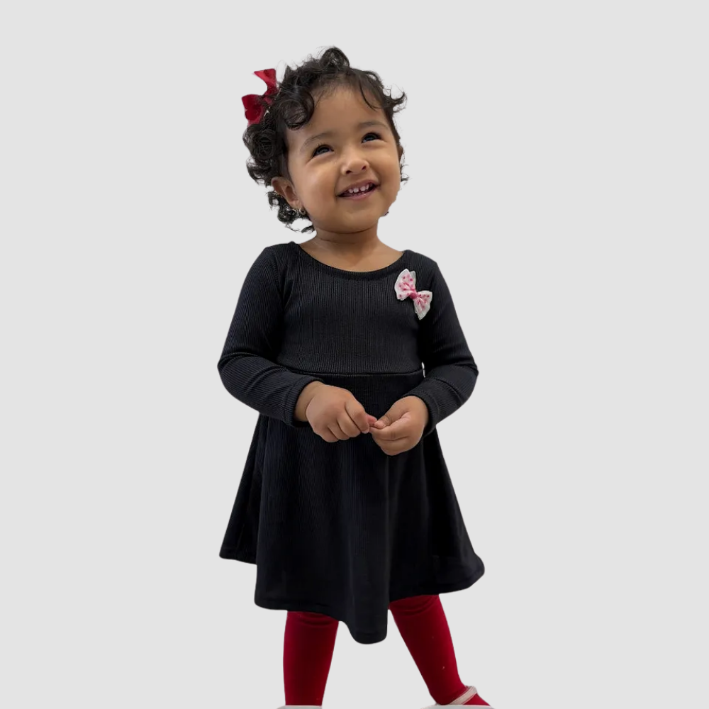 Vestido Infantil Manga longa com Laço