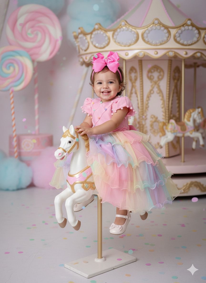 Vestido Menina Bonita Arco iris Aurora - Candy