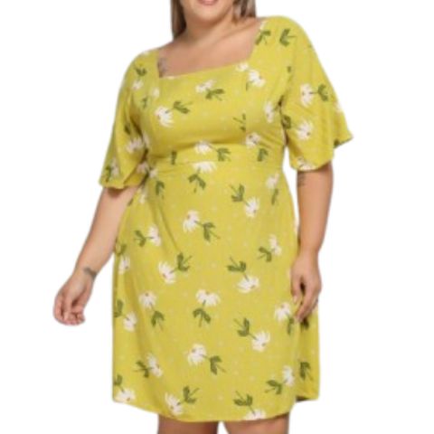 Vestido Midi Duna Viscolino Estampado Plus Size