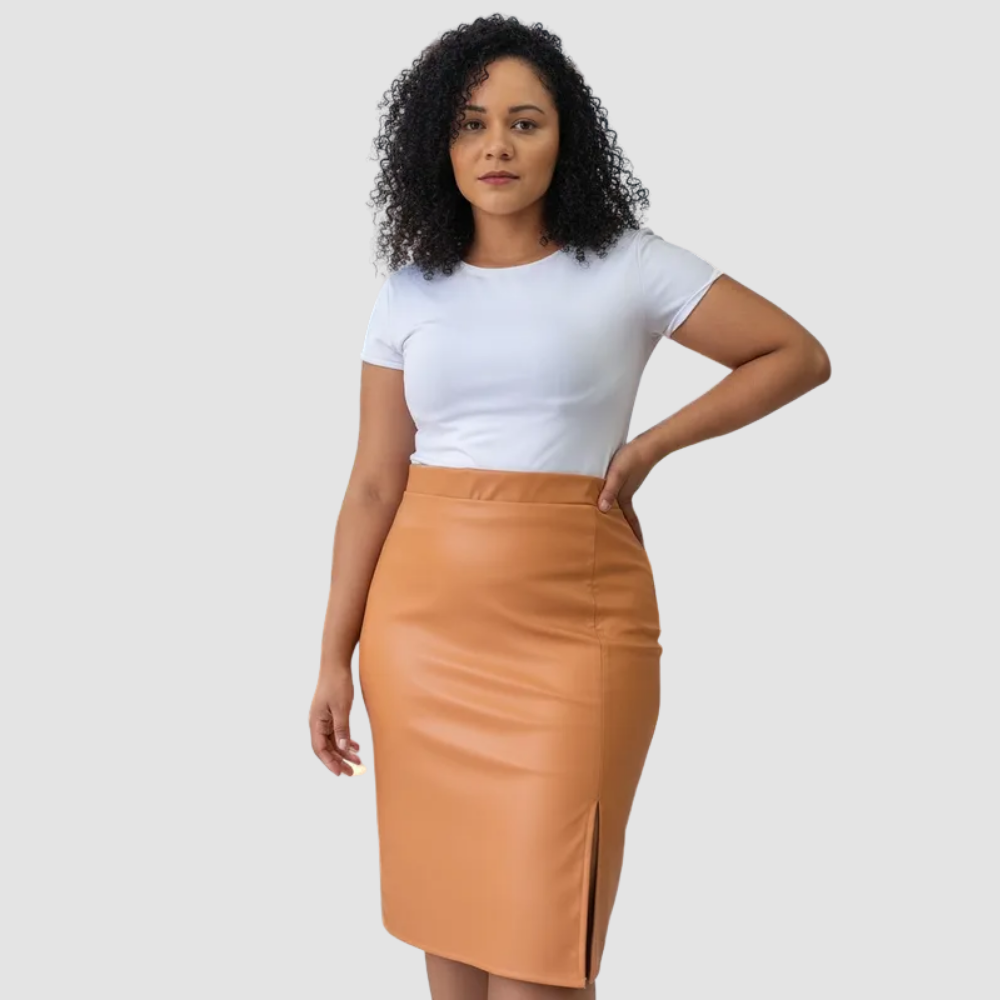 Saia Lápis Courino com Fenda