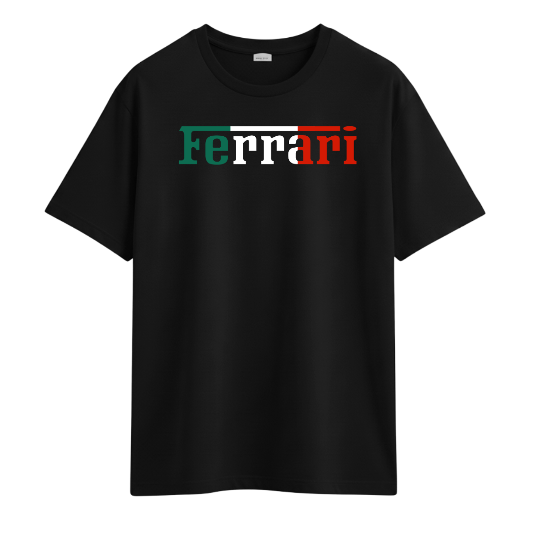 Camiseta Ferrari Itália Preta 100% algodão penteado