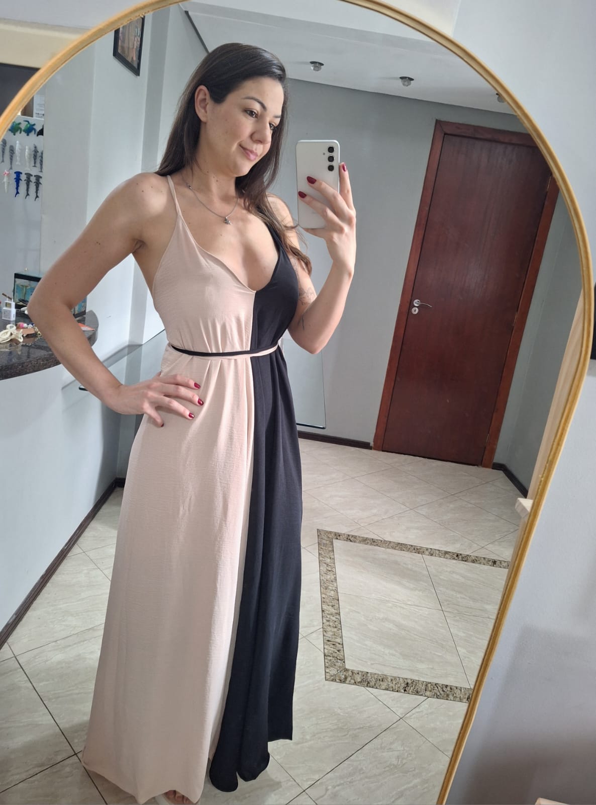 Vestido Grécia - Preto/Nude