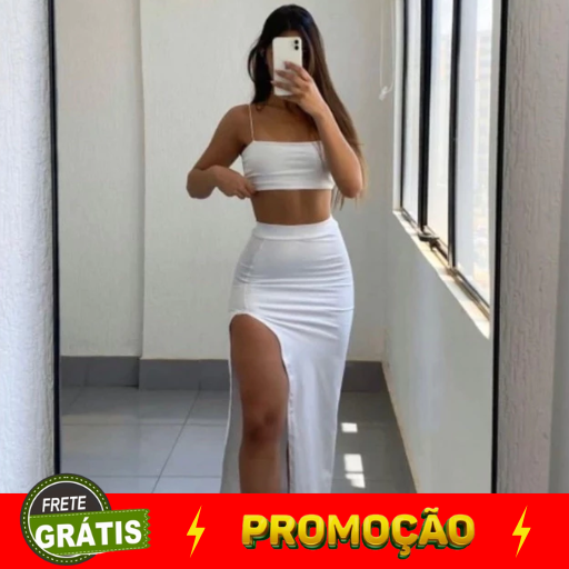 Conjunto SUPLEX PREMIUM saia longa com fenda e cropped suplex