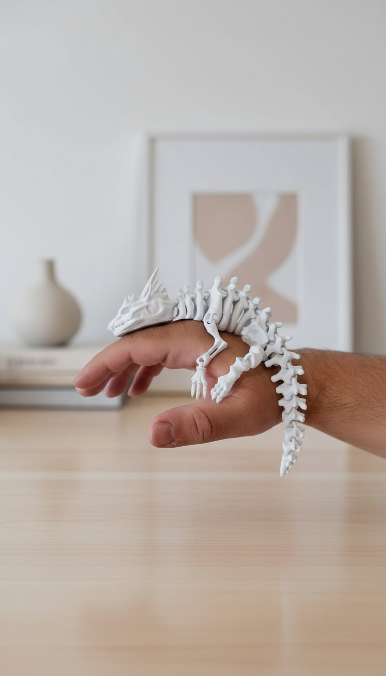 Esqueleto de Dragão Articulado 23 cm   Impressão 3D Premium | Flexível, Poseável, Geek & Gamer