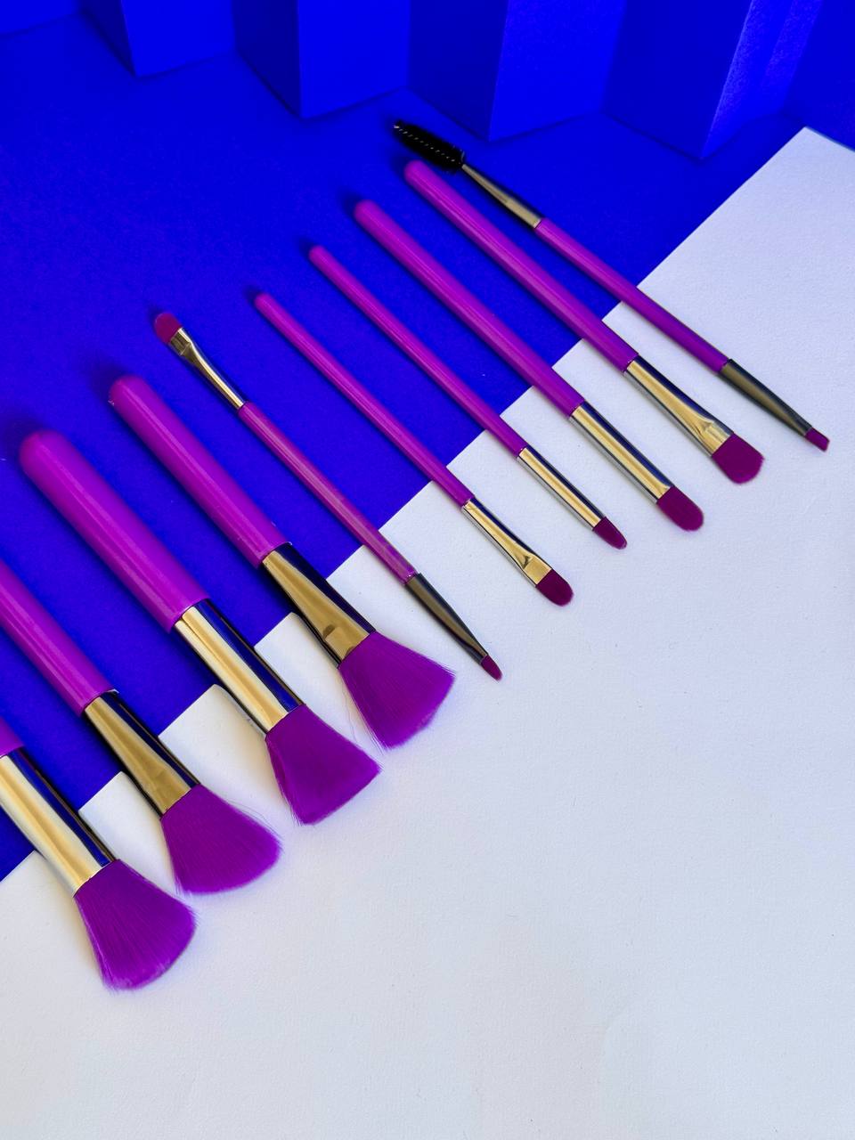 Kit Com 10 Pincéis Neon Variados Para Maquiagem