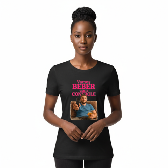 Camiseta Tradicional, Gola Redonda, Casual com Estampa Beba com Contrôle