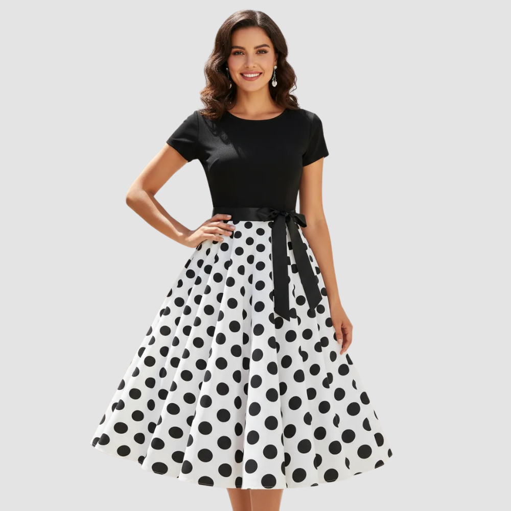 Vestido Tule com Manga Poá Vintage