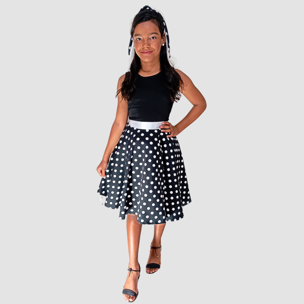 Vestido Tule Regata Infantil Poá Vintage